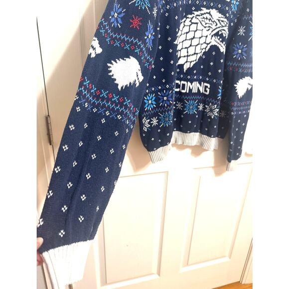 Game of Thrones "Winter Is Coming" Navy Blue Fantasy Crew Neck Sweater S Large - Picture 5 of 12